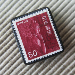 アップサイクル　日本　昭和切手ブローチ7095 2枚目の画像