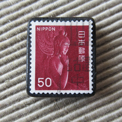 アップサイクル　日本　昭和切手ブローチ7095 1枚目の画像