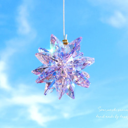 スワロフスキー*桜色の花ミニサンキャッチャー/水晶も 2枚目の画像