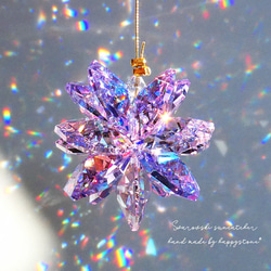 スワロフスキー*桜色の花ミニサンキャッチャー/水晶も 5枚目の画像