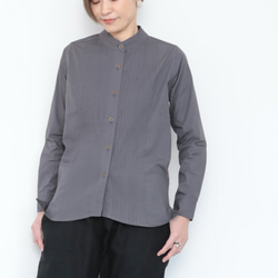 Pintuck band collar shirt / gray 1枚目の画像