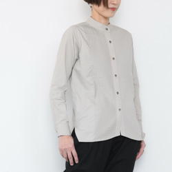 Pintuck band collar shirt / sky grey 3枚目の画像