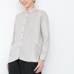 Pintuck band collar shirt / sky grey 8枚目の画像