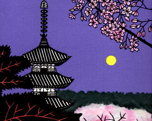 五重塔 切り絵 アート 切り絵アート 雪舞う東寺五重塔 - SCHNITT'S GALLERY | minne