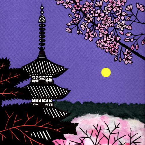 五重塔 切り絵 アート アートカードNo.119 切り絵 五重塔 - 山口青旭堂オンラインショッ