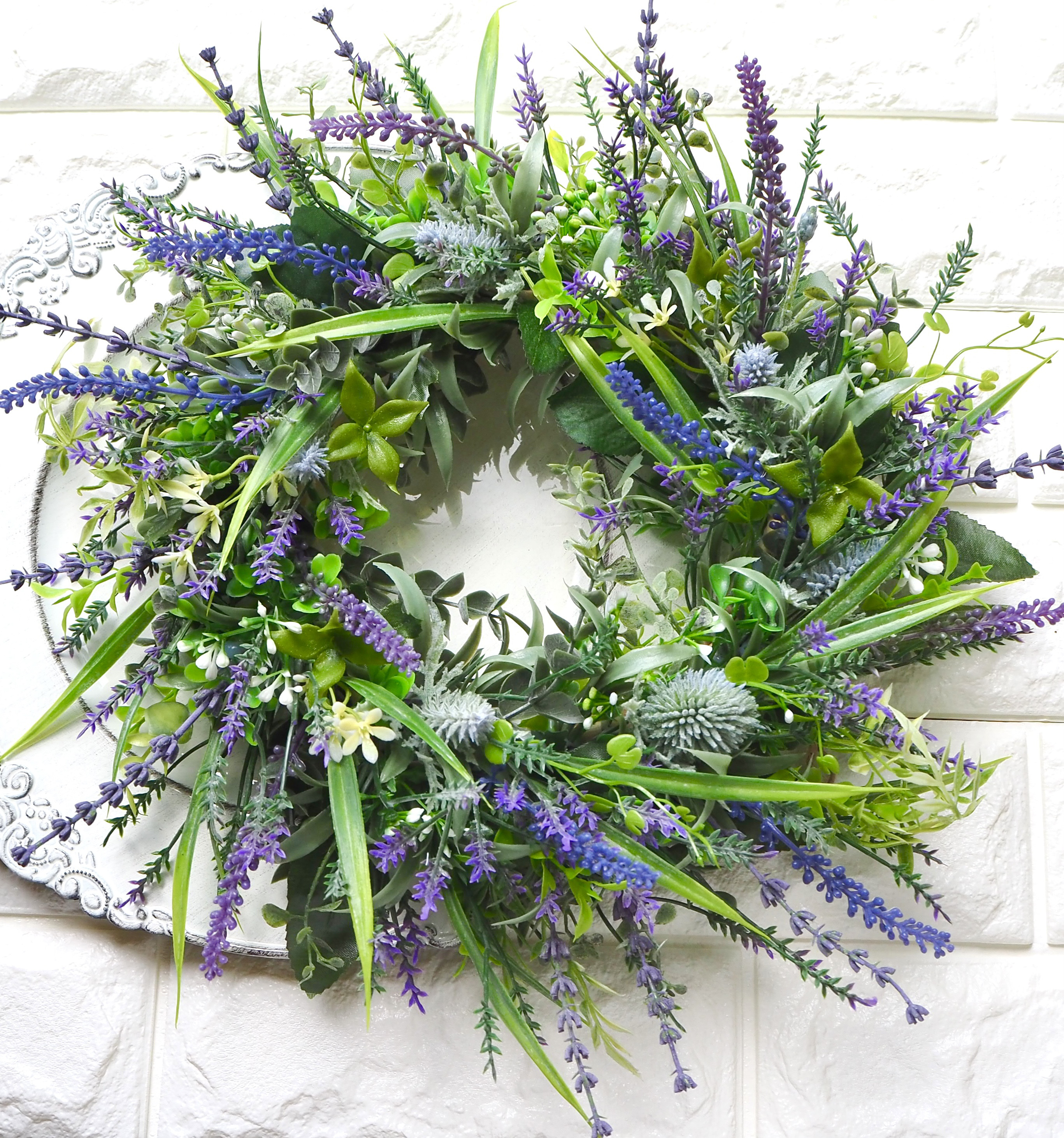 再販　初夏の風薫るラベンダーリース　30cm アーティフィシャルフラワー　誕生日　結婚祝い　新築祝い　プレゼント