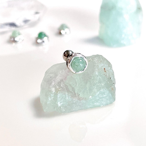 グリーンアベンチュリン 秋色 くすみグリーン 天然石 ボディピアス