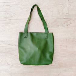 【イタリアンレザー】一枚革のクラフトマントートバッグ（A4/シンプル/メンズ/レディース/プレゼント/A4）グリーン 2枚目の画像