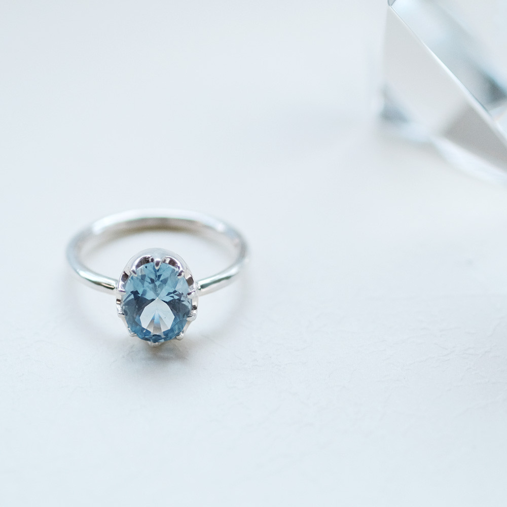 大粒 アクアマリン リング シルバー925