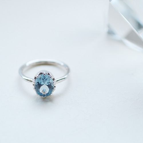大粒 アクアマリン リング シルバー925 指輪・リング Cloudjewelry