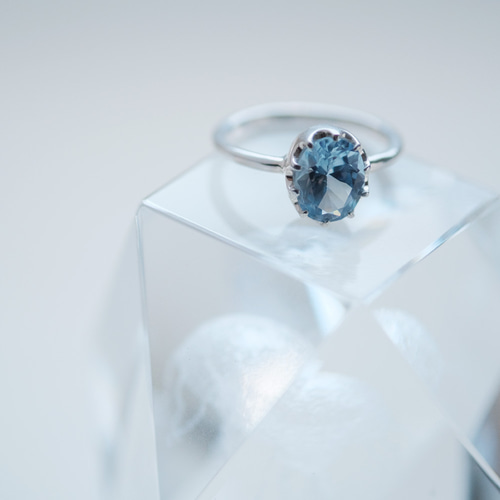 大粒 アクアマリン リング シルバー925 指輪・リング Cloudjewelry