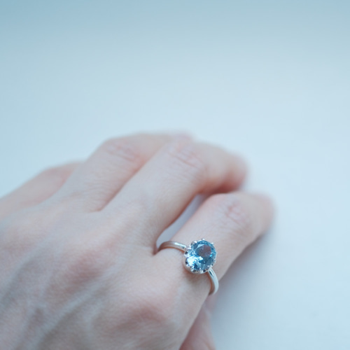 大粒 アクアマリン リング シルバー925 指輪・リング Cloudjewelry
