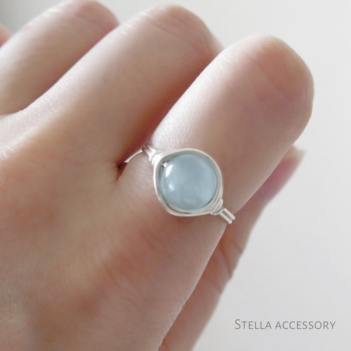 アクアマリン　ワイヤー　リング　フリーサイズ ハンドメイド アクアマリン ワイヤー リング フリーサイズ ハンドメイド