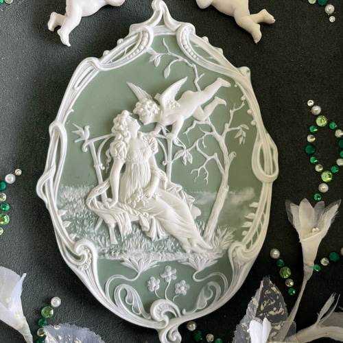 天使のカメオ アート額 ヨーロピアンスタイル アートフラワー anges