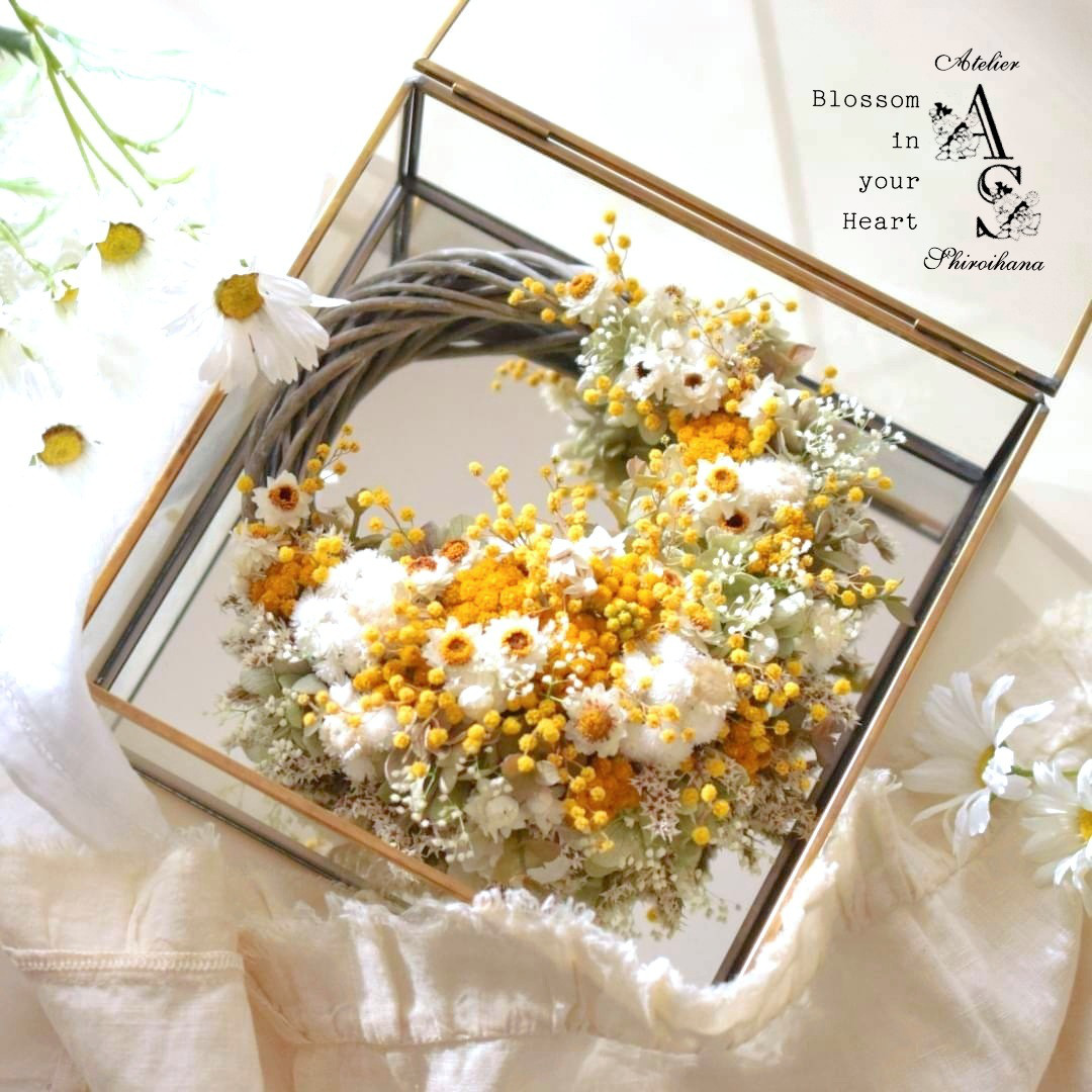 ⋆＊＊様専用 お申込み欄⋆ 春いろミモザ 贈呈用リース《化粧箱入り》子育て感謝状