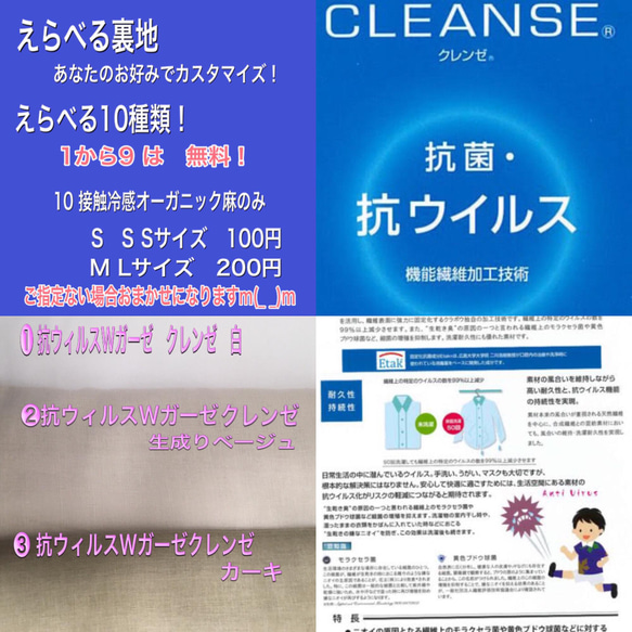 S & SS パパも欲しがる呼吸しやすい舟形マスク❗️えらべる抗ウィルス裏地　ゴムアジャスター付き　 4枚目の画像