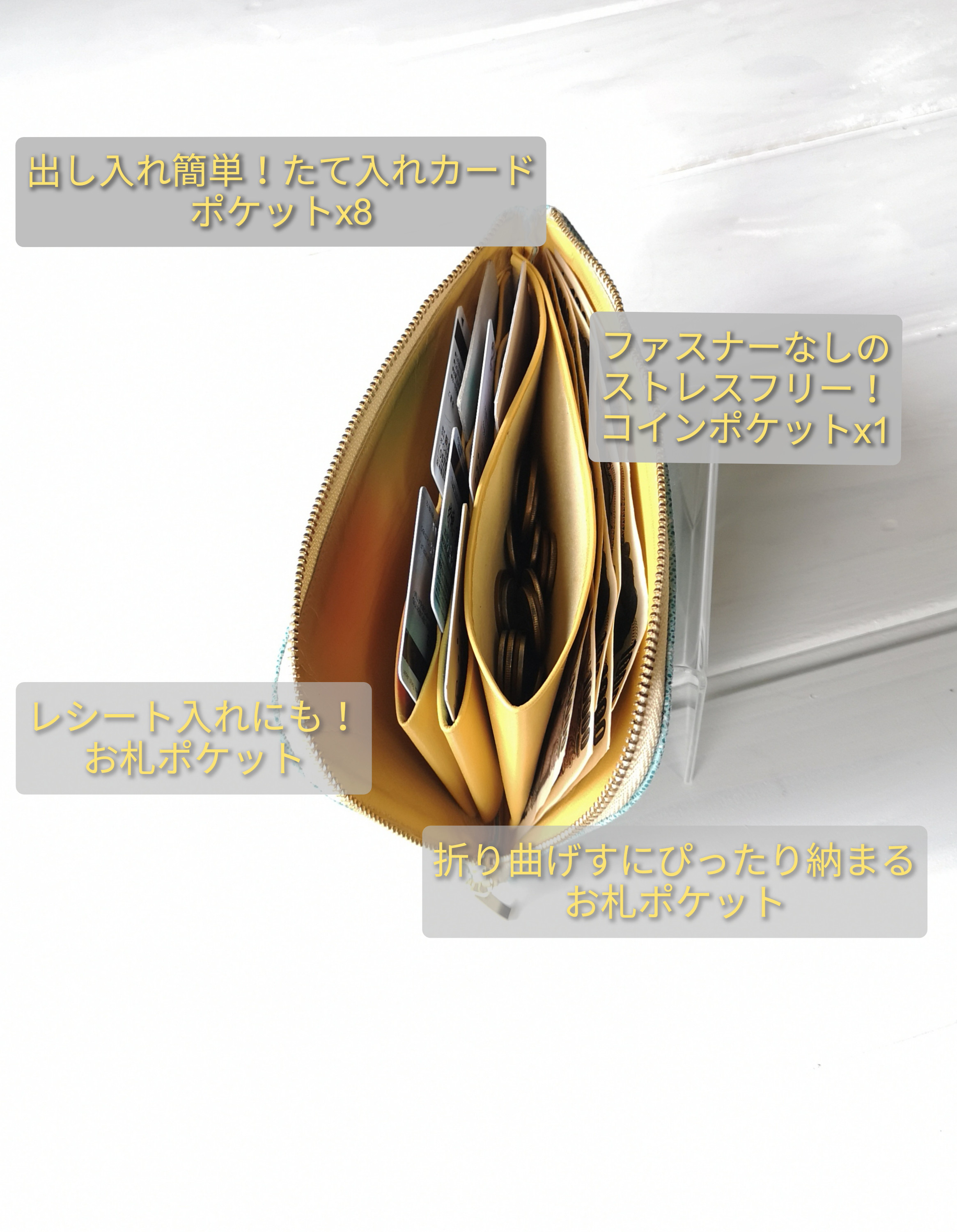 【受注生産】☆使いやすくてコンパクト☆長財布『coronコロン』milk beigeミルクベージュ　シボモデル