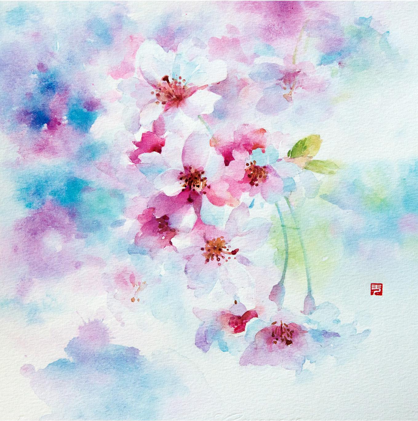 水彩画　ジクレー版画「筑後川の夏」（久留米市） 水彩画 ジクレー版画「筑後川の夏」（久留米市）