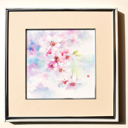 【春を染める】透明水彩　ジークレー・オリジナル版画 180×180ｍｍサイズ〜 9枚目の画像