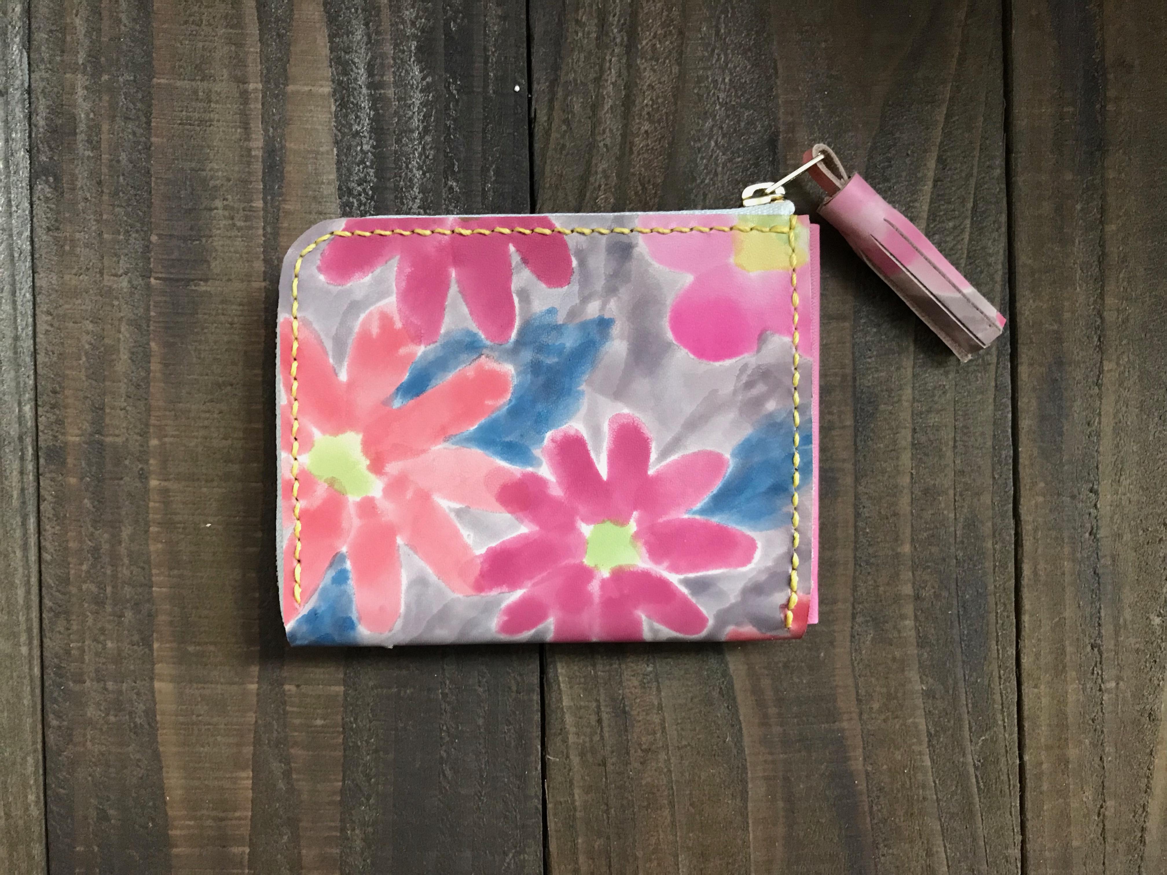 ＼SALE20%OFF／本革水彩＊miniウォレット / フルール