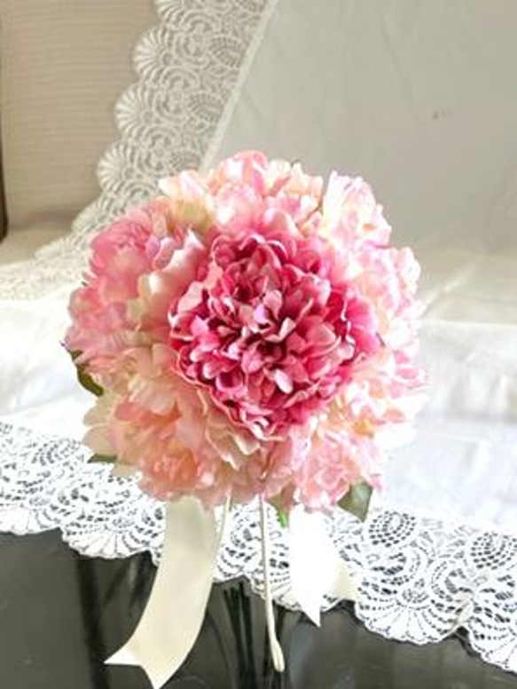 ピオニークラッチブーケ 芍薬 大きいウェディングブーケ ブートニア 24