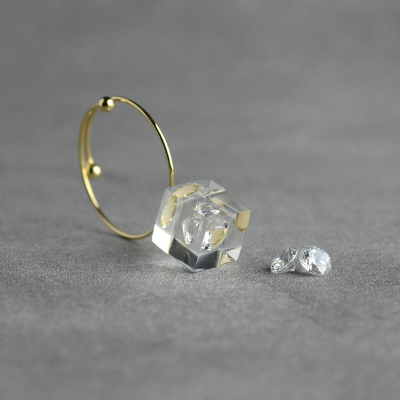 立方氧化鋯戒指 樹脂戒指 金 均碼禮物 生日禮物 母親節 第4張的照片