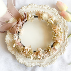 【送料無料】ベビー　キッズ　花冠　~pink beige assort~ 花かんむり　結婚式　子供用　誕生日 6枚目の画像