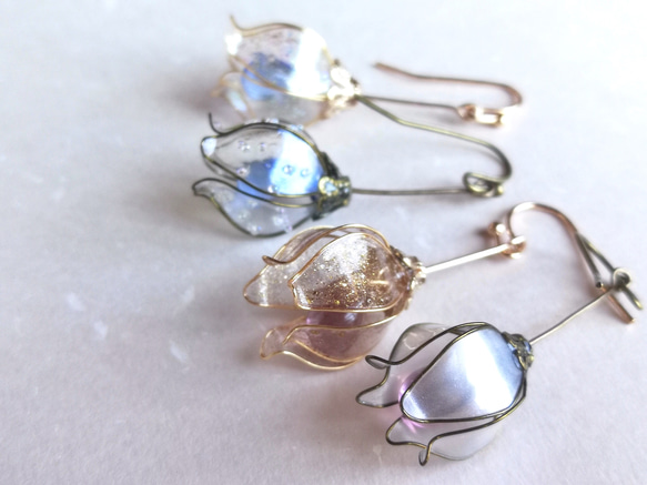 Tear drop flower pierced earring 第2張的照片