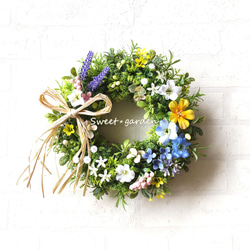 melody♪作品２点♡アーティフィシャルフラワーリース♡玄関リース♡造花 No.59 フラワーリース 造花 玄関 ウェルカム アーティフィシャル