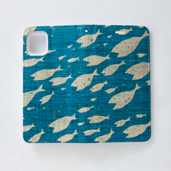 海に潜ろう！　手帳型スマホケース　ベルトなし ✶ 夏 ブルー 魚 SE3 SE2 iPhone15 ✶ 4枚目の画像