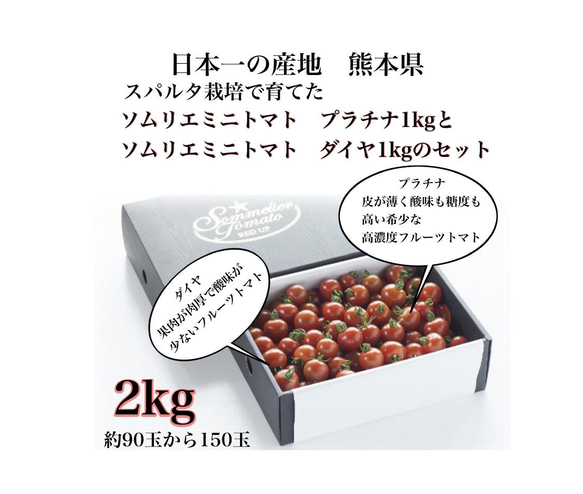 ⑤『極み』【食べ比べ】ソムリエミニトマト　プラチナ１kgとダイヤ１kgのセット 1枚目の画像