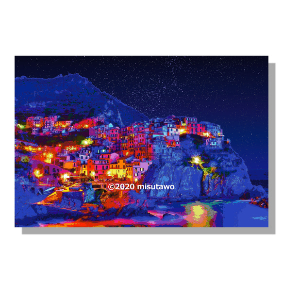 【アートポスター】イタリア チンクエ・テッレの夜景（作品No.070） 4枚目の画像