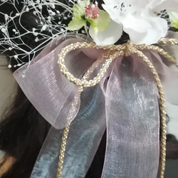 桜の花のヘッドドレス結婚　卒業　さくら　四葉のクローバー　ラインストーン　プリザーブドカスミソウ他 5枚目の画像