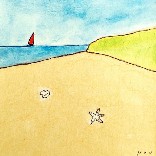 秘密の場所」原画 ※木製額縁入り（18㎝角）一点物 水彩 イラスト