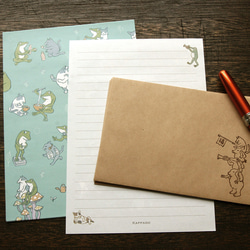 猫とカエルのレターセット レターセット 河童堂 通販 11204884｜Creema