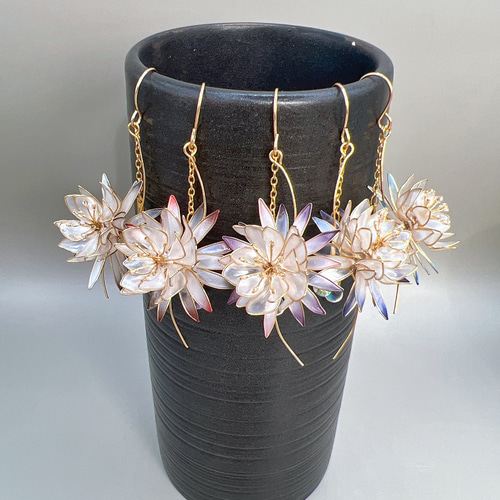 月下美人 -蘇芳（赤黒）-（フック）p1121 ピアス（フック・チェーン