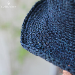 手編みハット【ヘンプ100%】 / 藍染め インディゴ 3枚目の画像