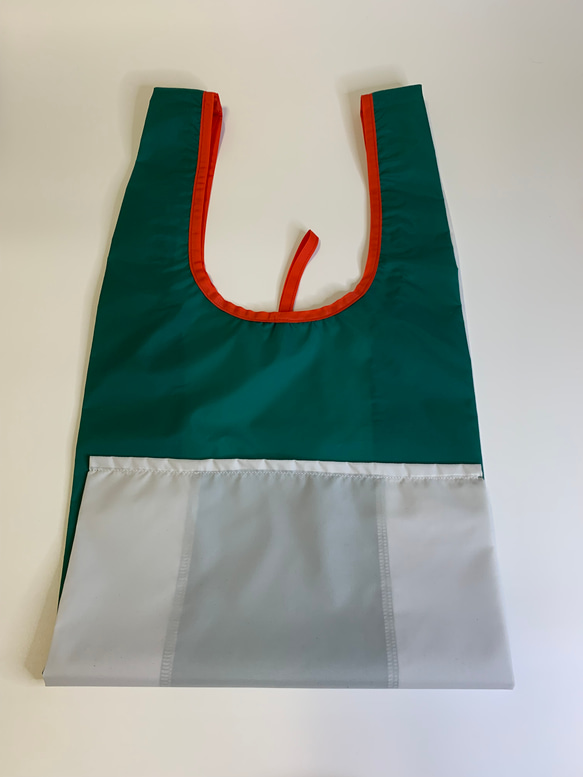 Colorful Nylon Eco Bag / Green x White 4枚目の画像