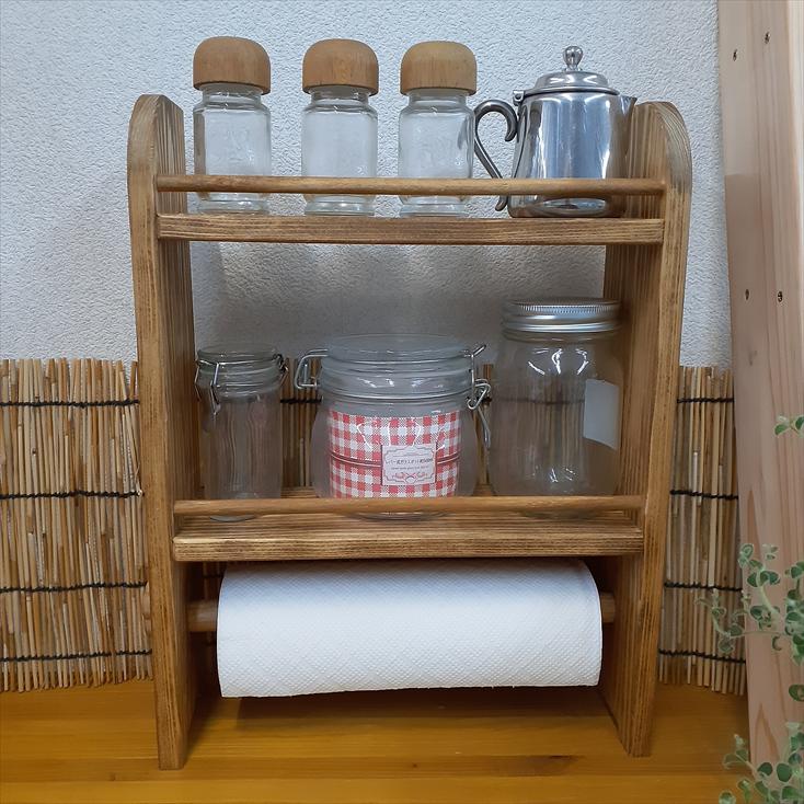 キッチンペーパー収納付ラック　スパイスラック　カップラック スパイス&キッチンペーパーラック SPICE&KITCHEN PAPER RACK