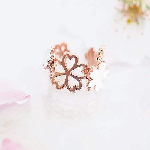 人気作品＞Sakura Blossom *〜桜のイヤーカフ〜* S (silver×pink gold 