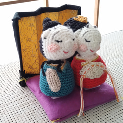 【送料無料】雛人形✿❀男雛・女雛❀✿おひなさま編みぐるみセット 2枚目の画像