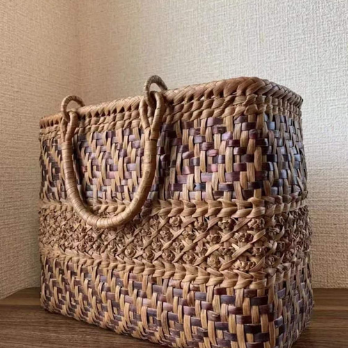 桜皮と山葡萄 山葡萄籠バッグ 桜皮籠バッグ 手作り 山葡萄かご