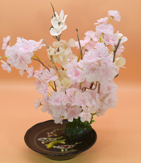 置物　水辺の風景　錦鯉　桜　和雑貨　インテリア雑貨　植物雑貨　受注製作 13枚目の画像