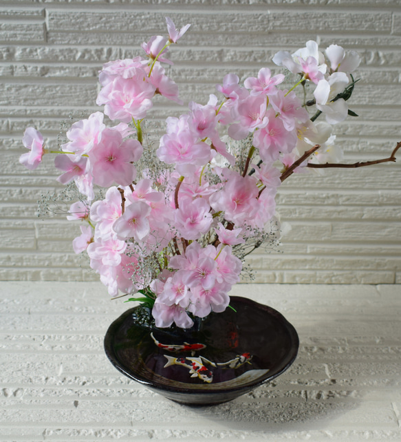 置物　水辺の風景　錦鯉　桜　和雑貨　インテリア雑貨　植物雑貨　受注製作 5枚目の画像