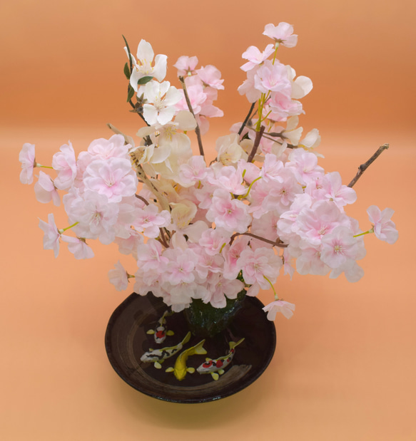 置物　水辺の風景　錦鯉　桜　和雑貨　インテリア雑貨　植物雑貨　受注製作 12枚目の画像