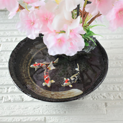 置物　水辺の風景　錦鯉　桜　和雑貨　インテリア雑貨　植物雑貨　受注製作 9枚目の画像
