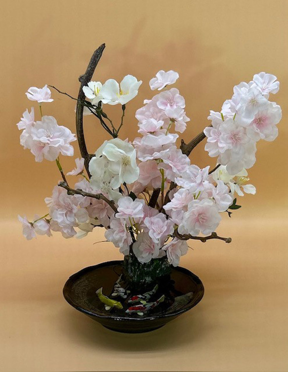 置物　水辺の風景　錦鯉　桜　和雑貨　インテリア雑貨　植物雑貨　受注製作 6枚目の画像