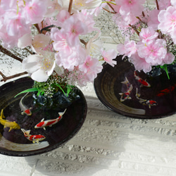 置物　水辺の風景　錦鯉　桜　和雑貨　インテリア雑貨　植物雑貨　受注製作 2枚目の画像