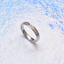 ☆ふたご誕生石☆ 刻印無料 金属アレルギーの方に安心安全のサージカルステンレス 結婚指輪  ハーフエタニティリング 3枚目の画像