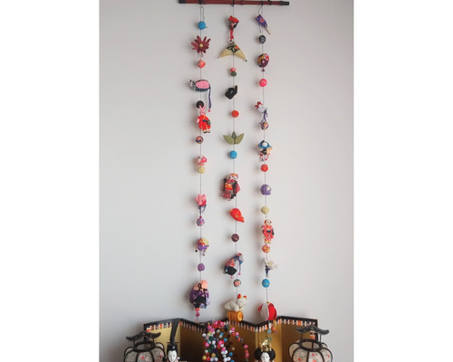 ひな祭り♪150cmロング吊るし雛飾り☆ちりめん細工さげもん雛人形